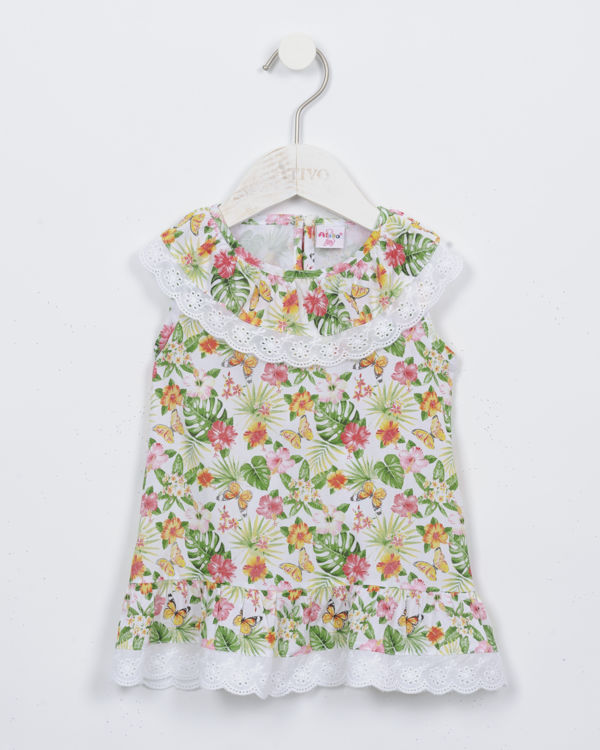 Picture of C2170 GIRLS DRESS WITH FANCY COLLAR AND FLOWERS